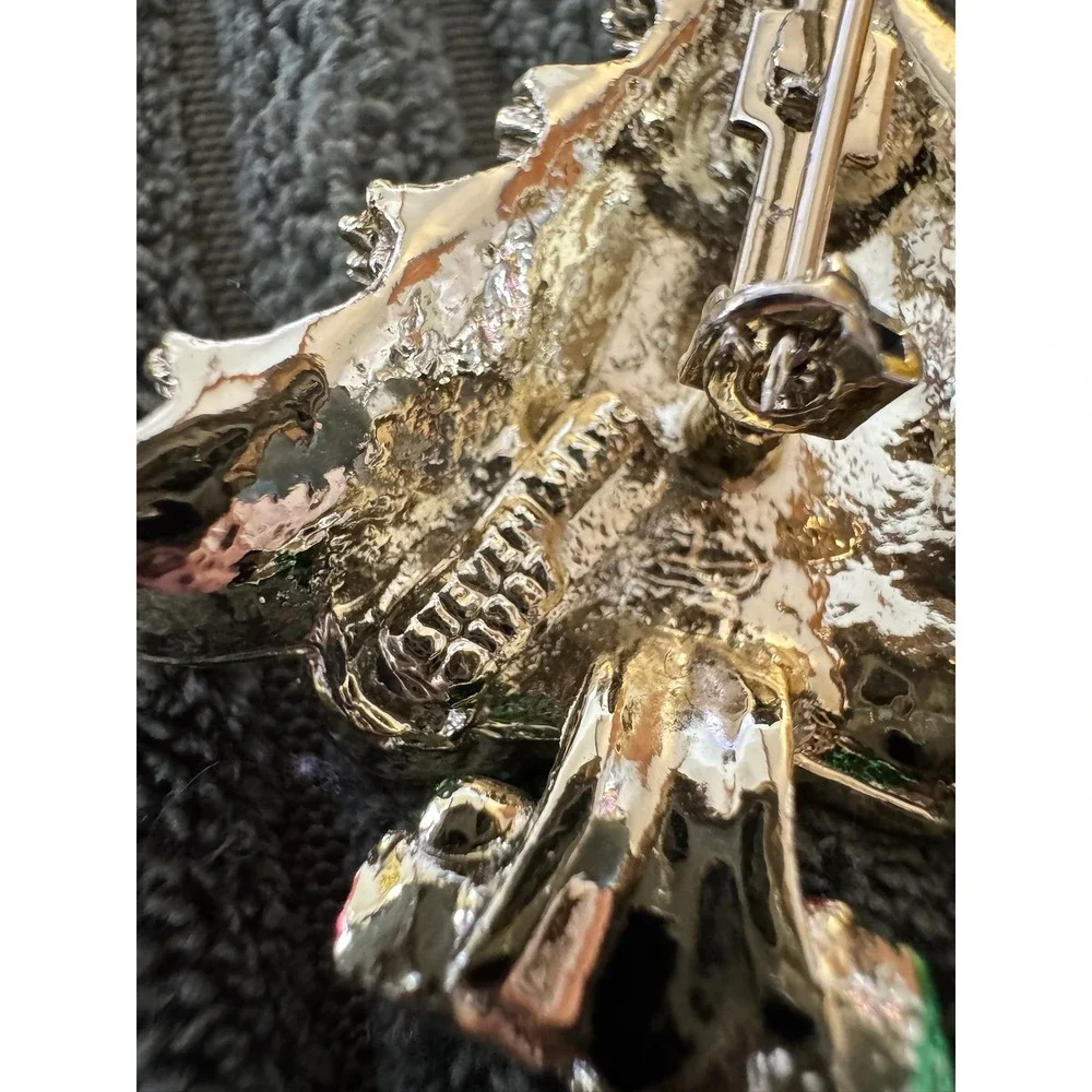 Steven Michael Christmas Tree Pin Brooch Rhinestone Presents‎ Gold Tone Star